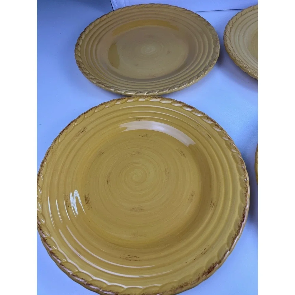 Artimino Tuscan Countryside Yellow Stoneware Charger Plate Twisted Rope Rim 2007
